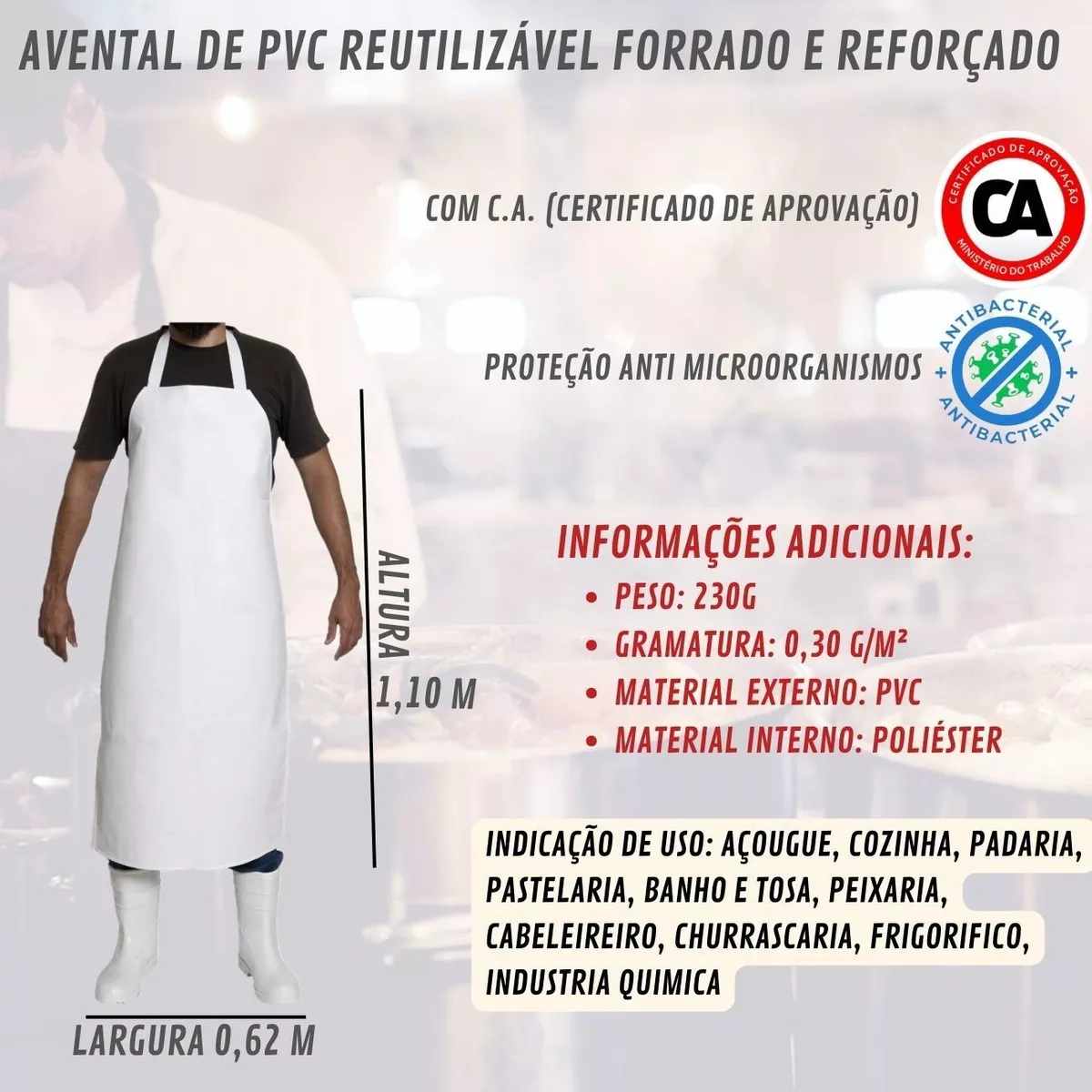 Terceira imagem para pesquisa de avental pvc reforcado