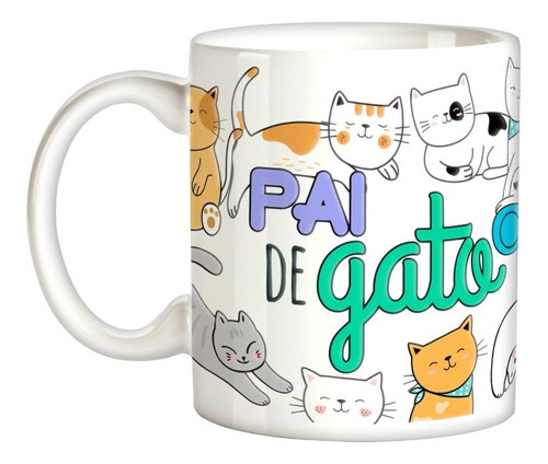 Caneca Pai De Gato Gatinhos Fofos Animais Pet Café Leite  