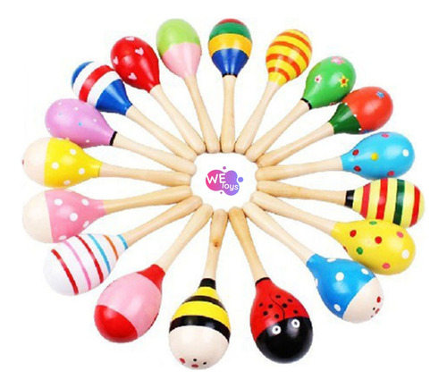 Maraca De Madera Instrumento Infantil Didáctico Estimulación