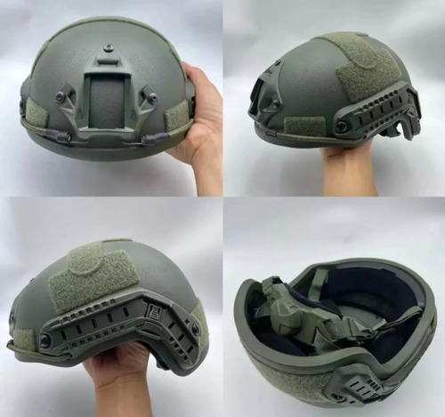 Casco Balístico Kevlar Nivel Iiia Color Verde Incluye Forro