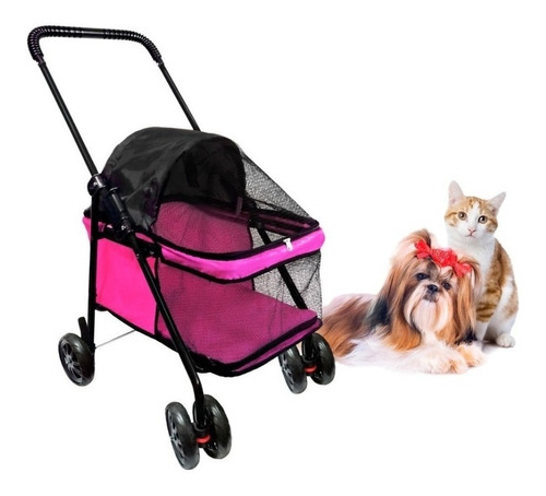 Carrinho De Passeio Carro Pet Para Cães E Gatos Dog Pink