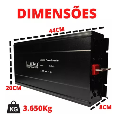 Inversor Energia 6000w 12v Para Ac 220v Conversor Modificado
