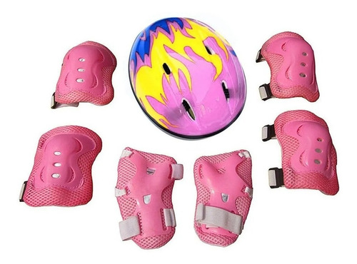 Set Protección Niñas Casco Rodilla Codo Mano / Lhua Store