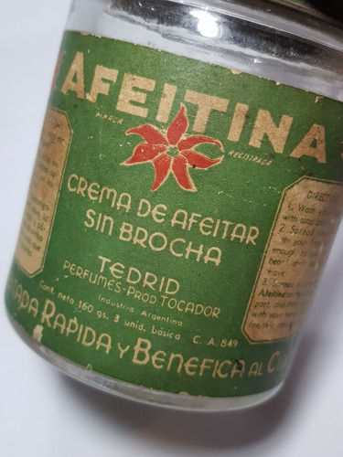 Imagen 6 de 7 de Antiguo Frasco Crema Afeitar S/ Brocha Afeitina Mag 56371