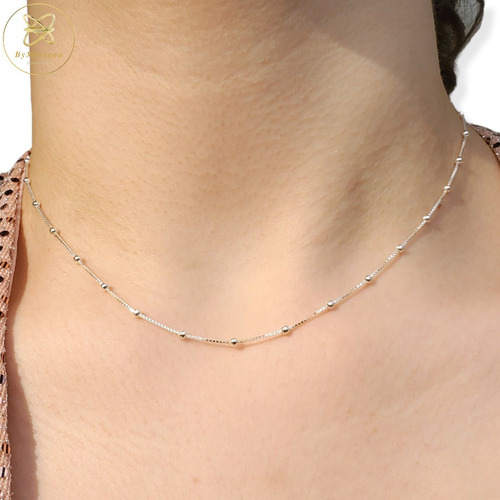 Imagen 4 de 7 de Cadena Plata Veneciana Con Bolitas 2mm