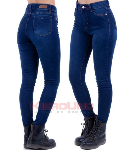 Jeans Pantalón Elastizado Chupin Azul Mujer Excelent Calce