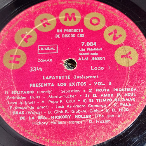 Sin Tapa Disco Lafayette Presenta Los Exitos Vol 3 M0