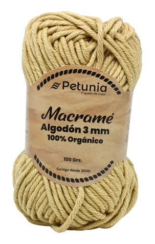 Macrame Algodon 3mm Petunia 100% Orgánico