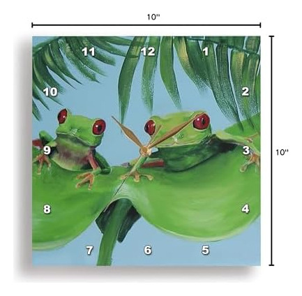 3drose Dpp__1 2 Ranas Árboles En Un Gran Reloj De Pared De H