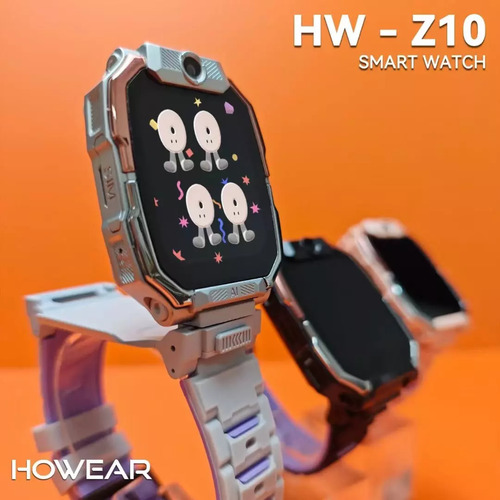 Smartwatch Infantil Hw Z10 4g Android 4/64gb Chip Wi-fi Gps Prata Preto Preto