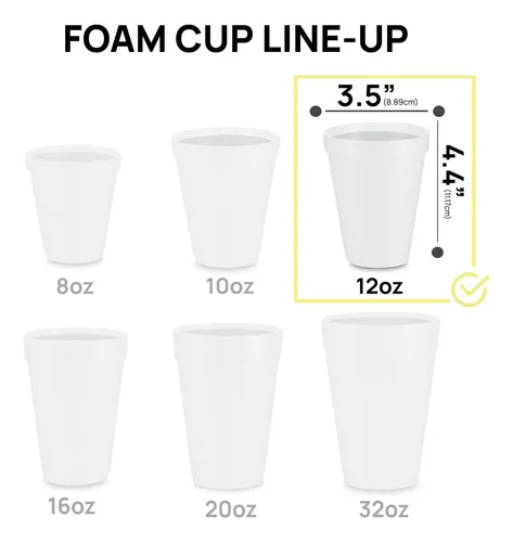 Vasos De Espuma Desechables De 12 Onzas (paquete De 100), Va
