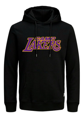 Buzo Chompa Hoodies Lakers Negro G 100% Algodon Perchado 