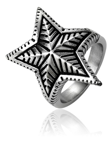 Anillo Estrella Titanio Vikingo Nórdico Calidad Premium