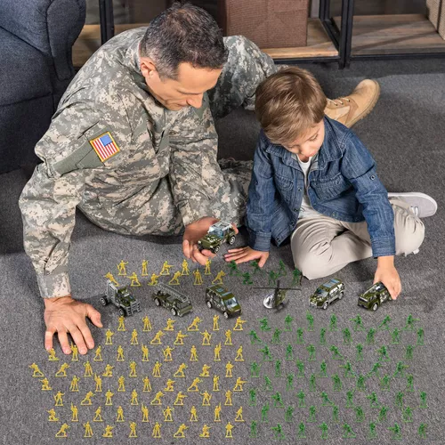  TOY Life Juguete de soldado para hombre, juguetes de plástico  del ejército, 95 piezas de ejército, juguetes para niños, figura de acción  militar, incluye base de chicos del ejército, figura de