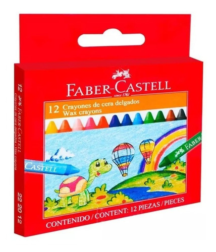 Crayones De Cera Delgados X12 Colores Faber Castell