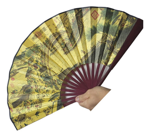 Kit 3 Leques Dobrável Bambu Cosplay Chinês Japão Kung Fu