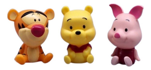 Kit Bonecos Ursinho Pooh Tigrão E Leitão Decoração Brinquedo