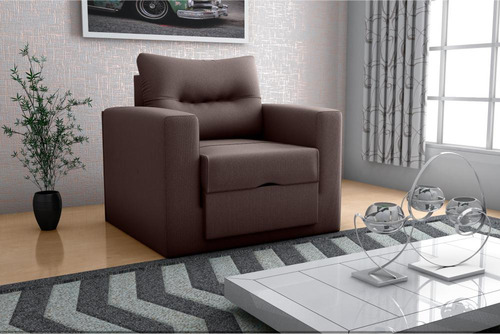 Sofá Cama Marissol 1 Lugar Suede Marrom