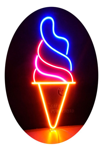 Cartel Cucurucho Helado Neón Led 17x40 Cm - Deco - Luminoso