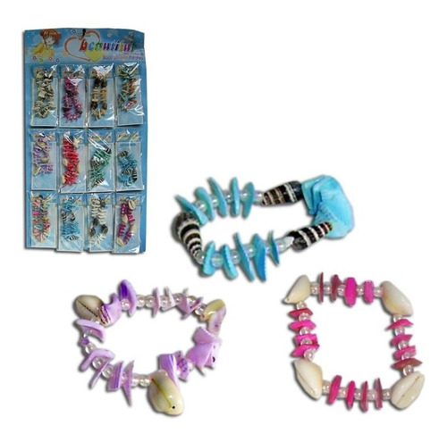 Pulseras Piedras Y Caracoles Blister X 12 Unidades