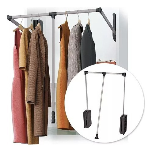 Cabideiro Basculante Extensivel Articulado Forte Cromado 830-1150mm