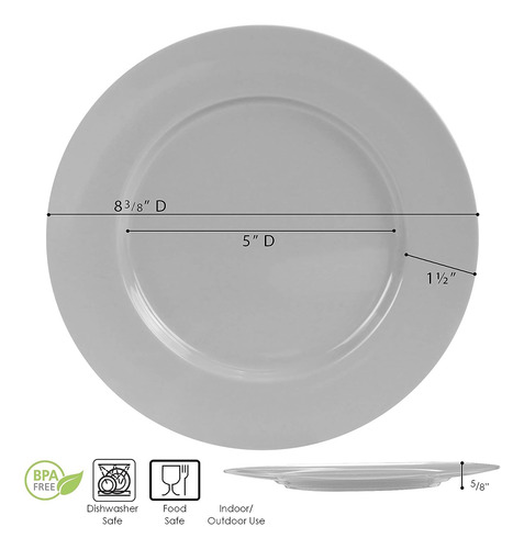 Juego Platos Aperitivo 21.6 Cms Redondo Melamina 6 Pzs