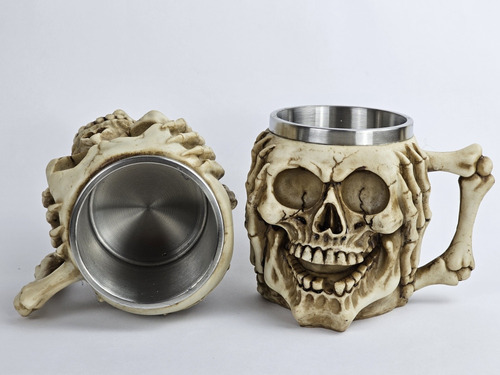 Taza Calavera Craneo No Escucho Resina Acero Inoxidable