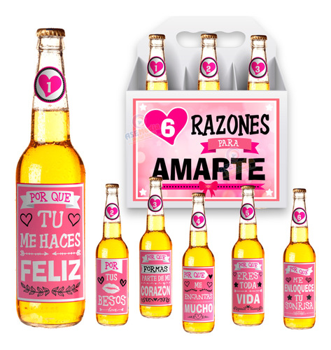 Etiquetas Imprimibles Cerveza 6 Razones Rosas Para Amarte