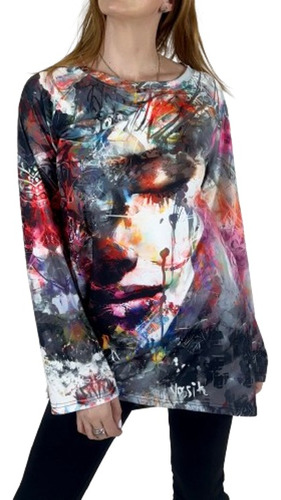 Remera Dama Rocco 33b-008 Face Art2 - Plus Size Del S Al 5xl