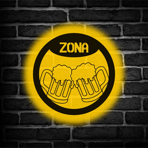 Cuadro Retroiluminado Led Zona Birra Cerveza Cervecería Bar