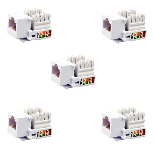 Pack 5 U. Modulo Hembra Rj45 Cat5e Para Tapa Muro Face Plate