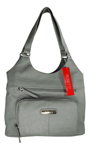 Bolsa / Bolso Rosetti De Mano Para Dama Mujer Estilo Tote Color Gris Claro Color De La Correa De Hombro Negro