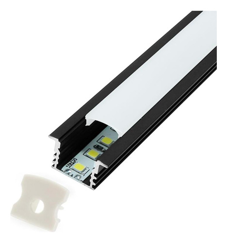 Perfil Led De Aluminio Negro Para Empotrar 1.5cm 3mts