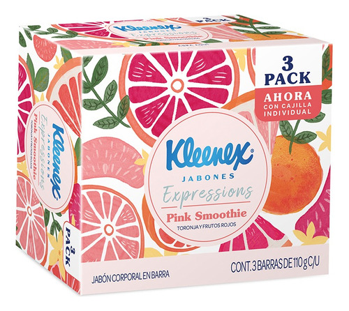 Jabón En Barra Kleenex Pink Smoothie - 3 Pack De 110g C/u