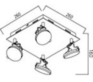 Imagen 2 de 3 de Aplique De Techo Cromo 4 Luces Led 5w Calido