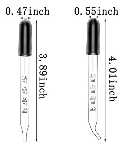 * 20 Peças De Conta-gotas De Vidro De 1ml Com Ponta Reta