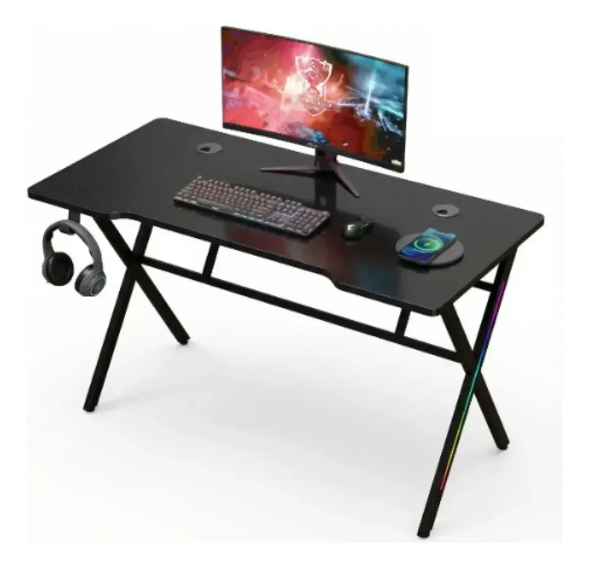 Escritorio Gamer 100x60x74cm Base Acero Cubierta Melamina