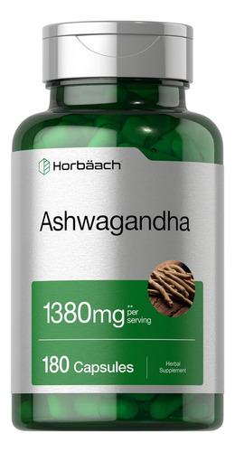 Suplemento Horbaach Ashwagandha 1380 Mg 180 Capsulas Sabor Sin Sabor