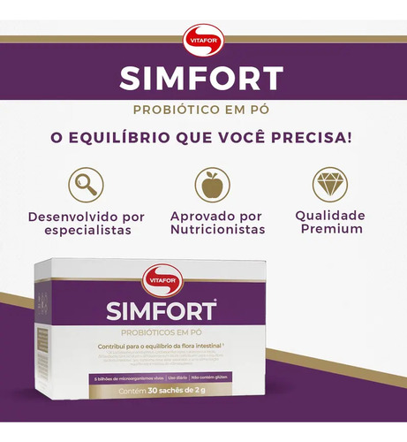 Simfort Probiótico Vitafor 60 Sachês