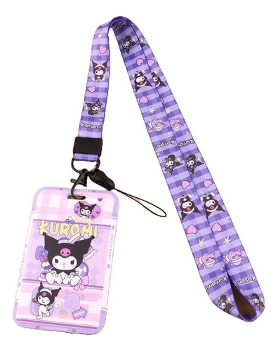 Lanyard Kuromi Con Porta Credencial Impresión Digital 