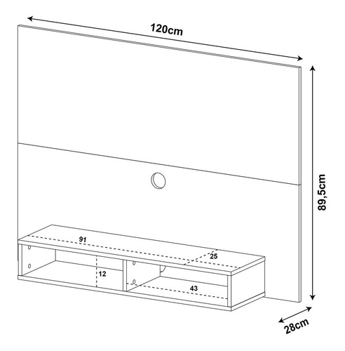 Imagen 5 de 7 de Panel Bertolini Flash Imbuía Negro Para Pantalla Hasta 42
