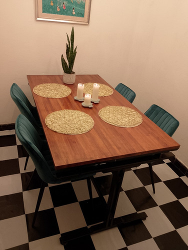 Mesa De Comedor Estilo Industrial En Hierro Y Madera