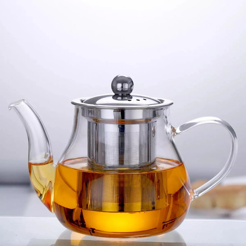 Tetera De Vidrio Transparente Con Infusor, Tetera De 400ml