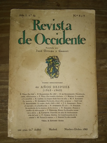 Revista De Occidente Doble N° 8 Y 9. 1963. Año I 2° Ép.