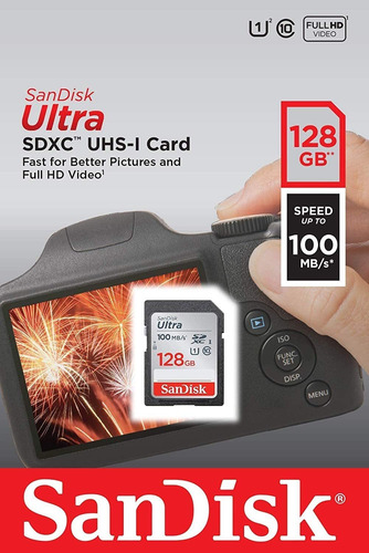 Imagen 2 de 10 de Memoria Sd De 128 Gb + Lector De Tarjetas Para Camara Nikon