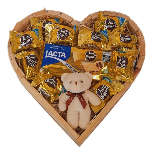 Cesta Chocolate Lacta + Urso Presente Aniversário Namorado. 