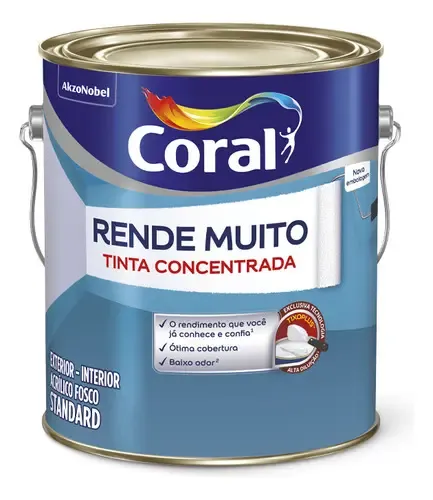 Tinta Acrílica Coral Rende Muito 3200ml Branco Gelo