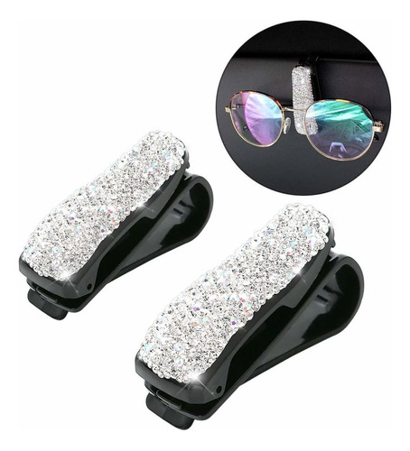 2 Soportes Para Gafas Para Parasol De Coche, Diamantes ...