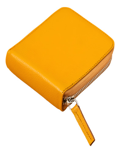 Billetera Pocket Cuero Vacuno - Tarjetero Mostaza Floter