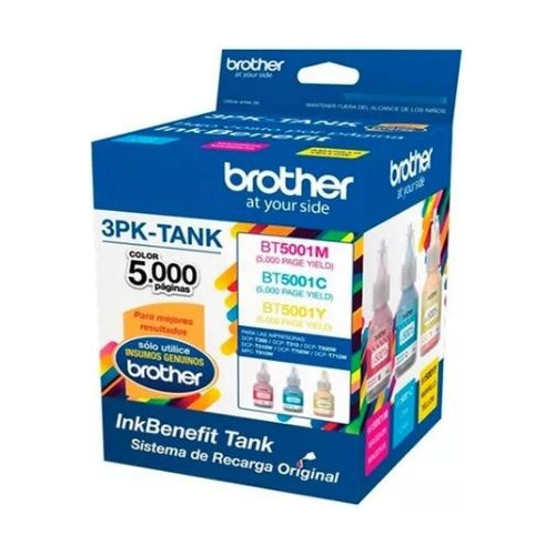 Tinta Brother Original Bt5001 Pack X3 (magenta-cyan-yellow)